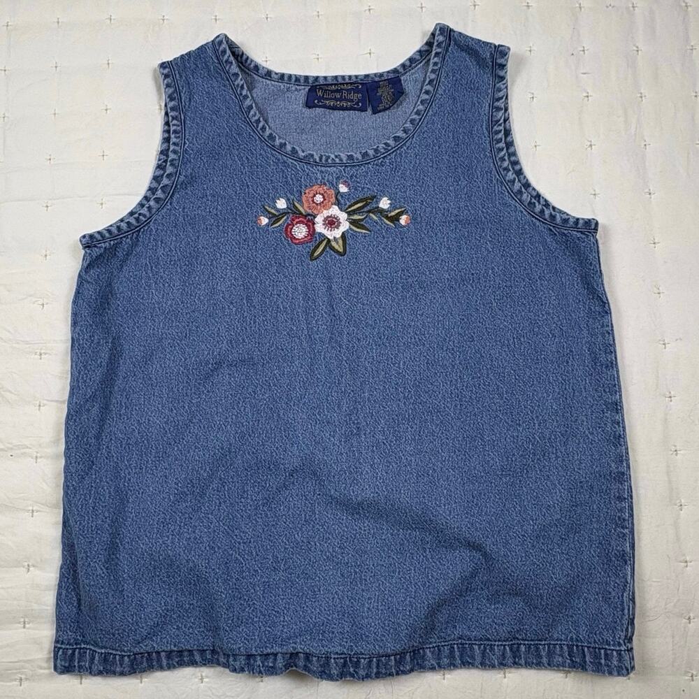 Willow Ridge Vintage Embroidered Denim Tank Shirt